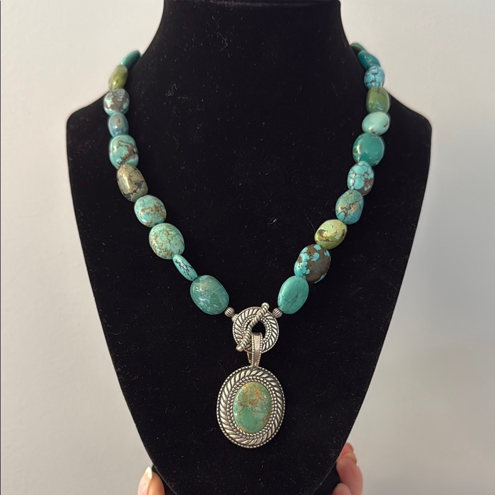 Carolyn Pollack Blue and Silver Necklace with Decorative Pendant